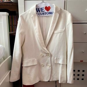 Zara White Double Breasted Blazer